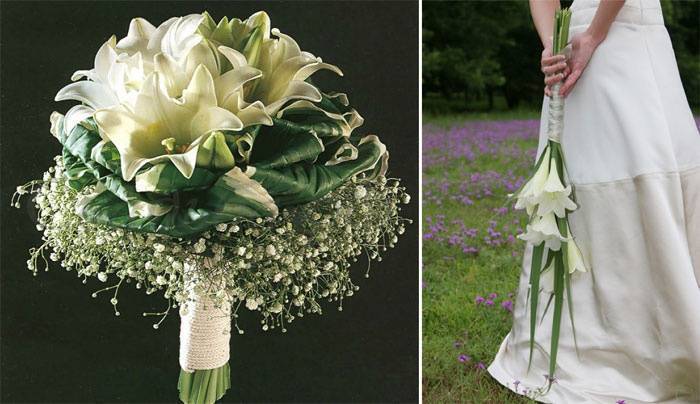 Самый нежный свадебный букет: композиции из лилий с фото