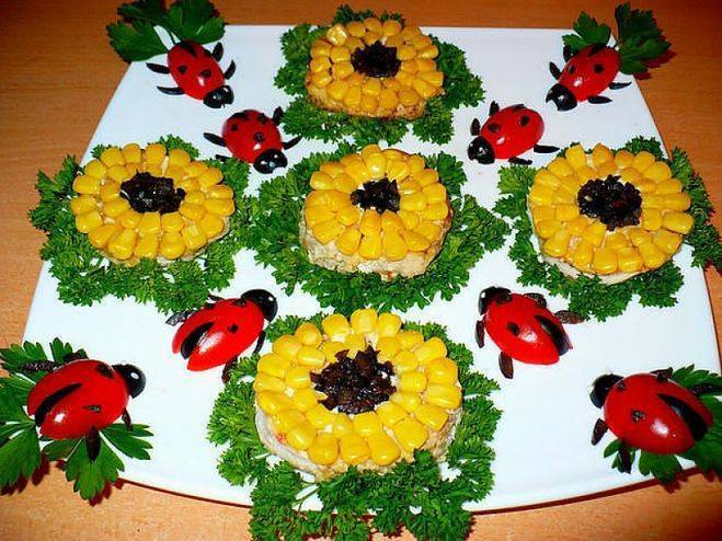 Украшение салатов на детский праздник