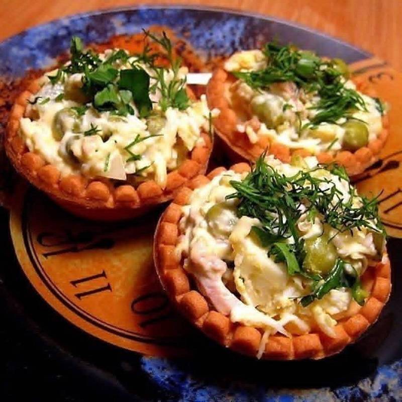 Салат в тарталетках – быстро, красиво и очень вкусно! рецепт с фото и видео