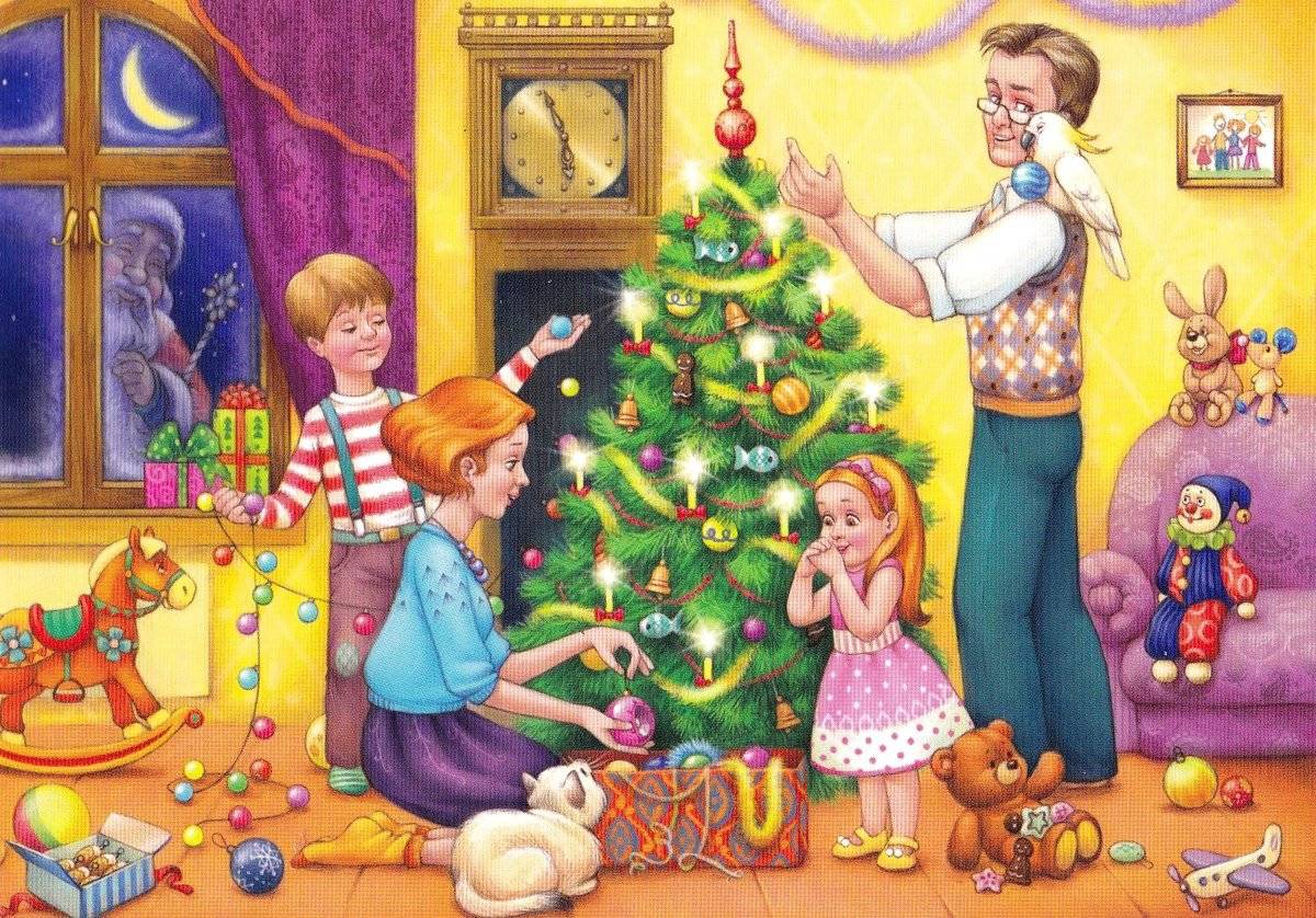 Веселая новогодняя сказка-экспромт для детского или семейного праздника “наряд для елочки”