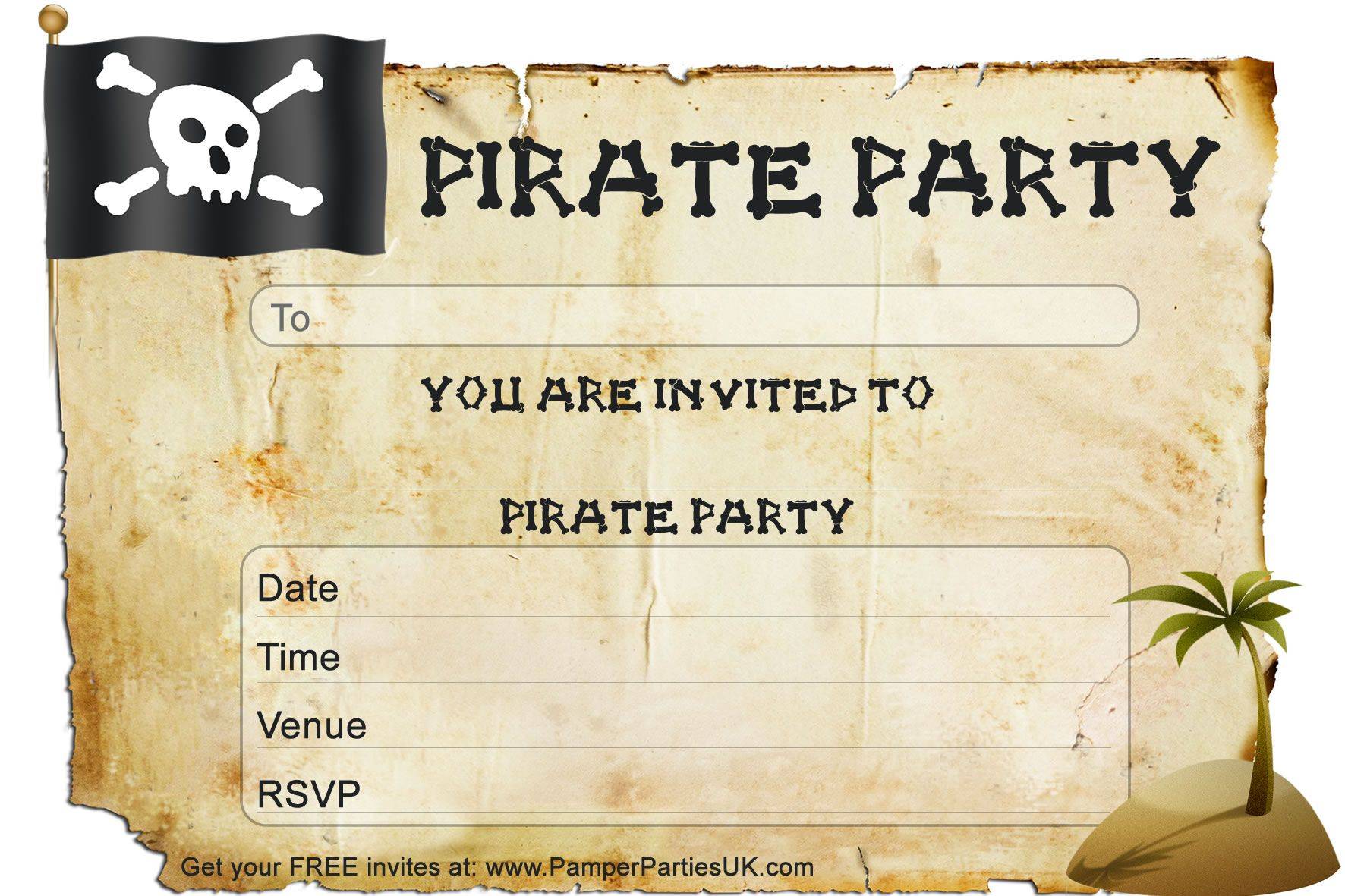Пригласительные в стиле пиратской вечеринки