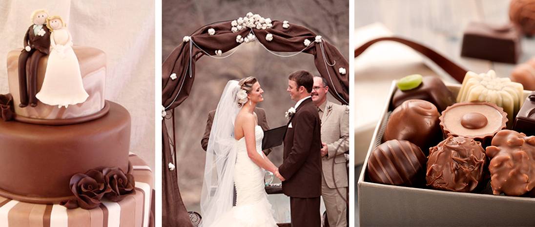 Серпантин идей - как устроить "теплую" шоколадную свадьбу зимой. // как оформить зал наряд жениха и невесты в шоколадном стиле
