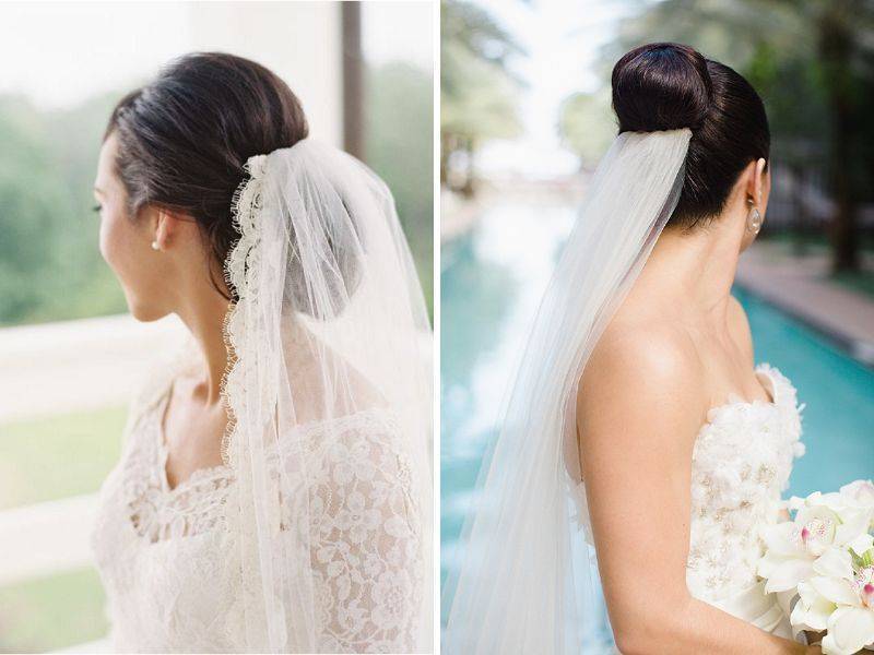2021 свадебные прически на средние волосы с фатой с челкой