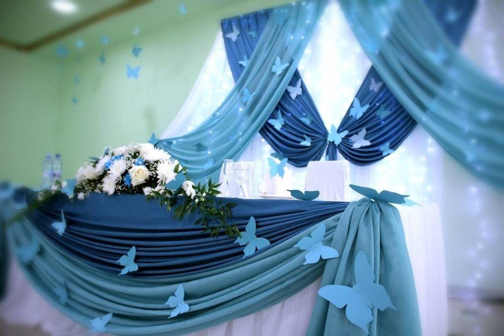 Как украсить свадебный зал тканью – фото идеи