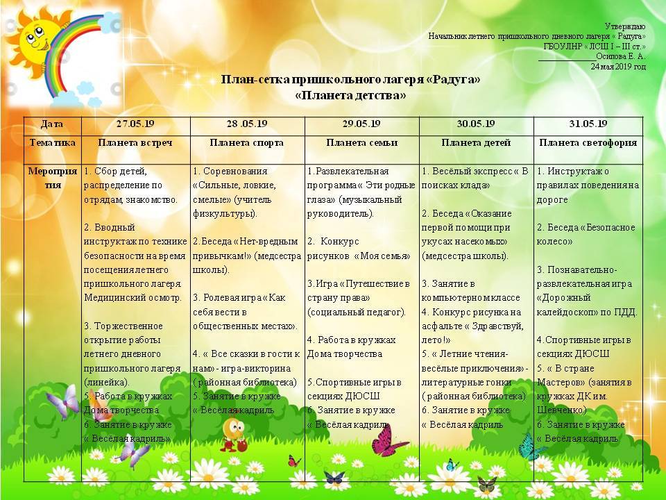 План работы в летний период в сдк